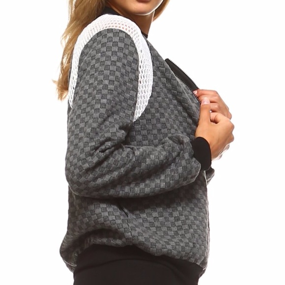Checkered Mesh Detail Bomber - Picture 3 of 4