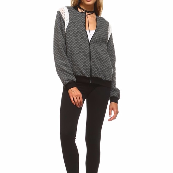 Checkered Mesh Detail Bomber - Picture 2 of 4