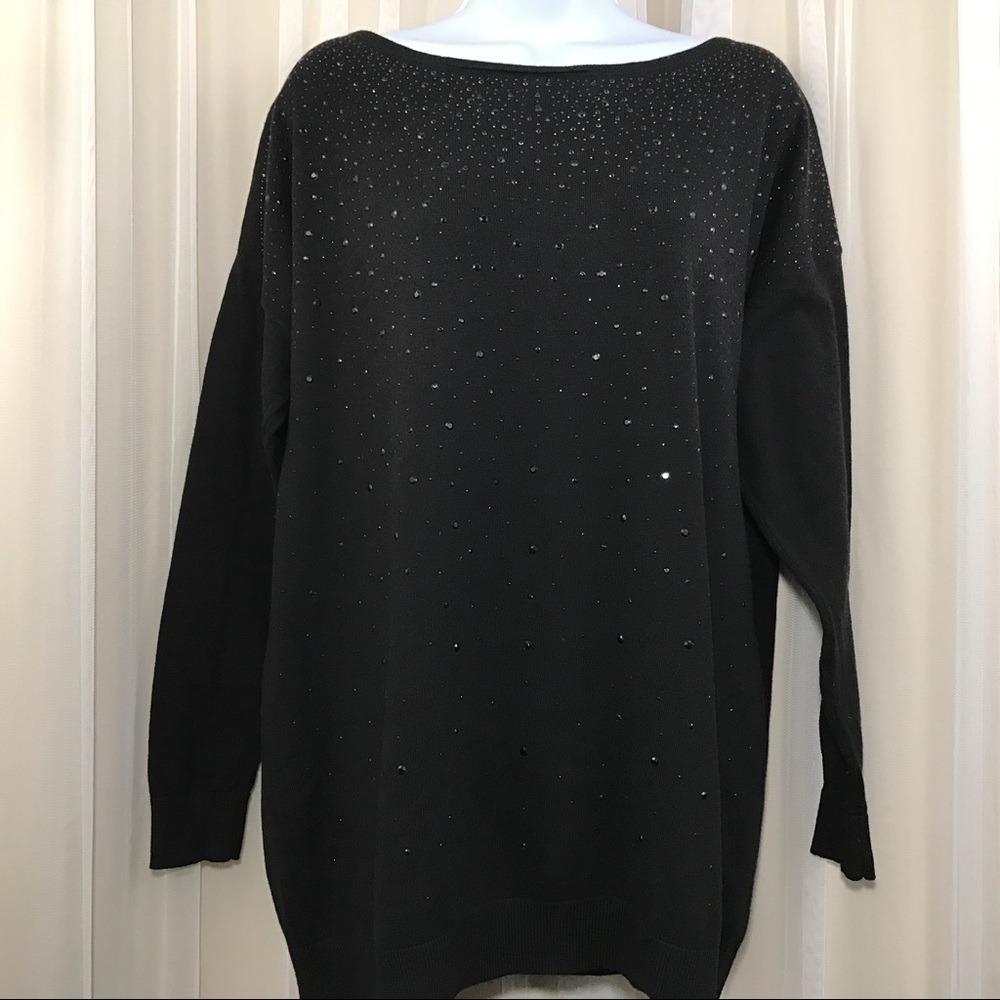 Worthington Black Sweater Sparkling rhinestone