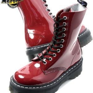 Dr Marten Aggy Combat boot in cherry red. Size 6.