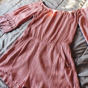 Off-Shoulder Pink Romper