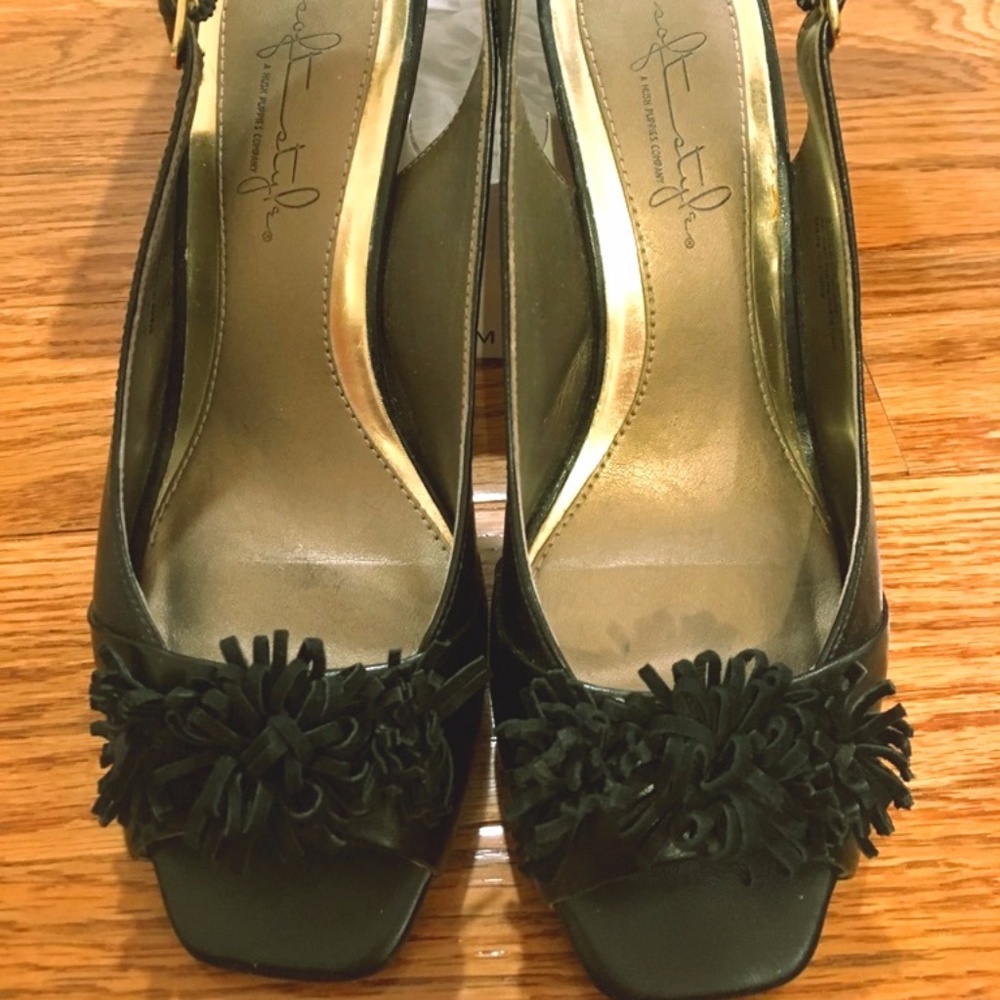 Hush Puppies 'Flounce' Open Toe Black Shoes