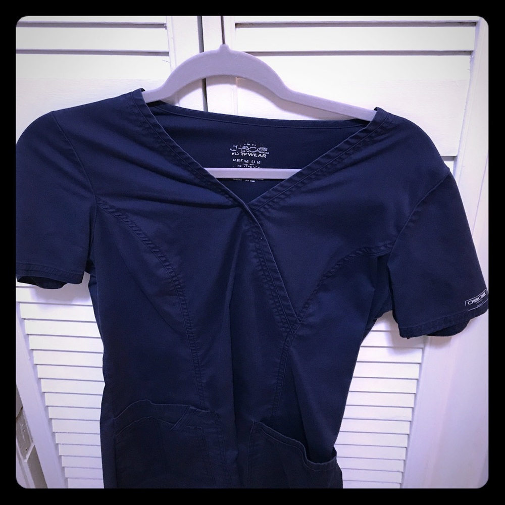 Cherokee work top scrub. Size small Navy blue.