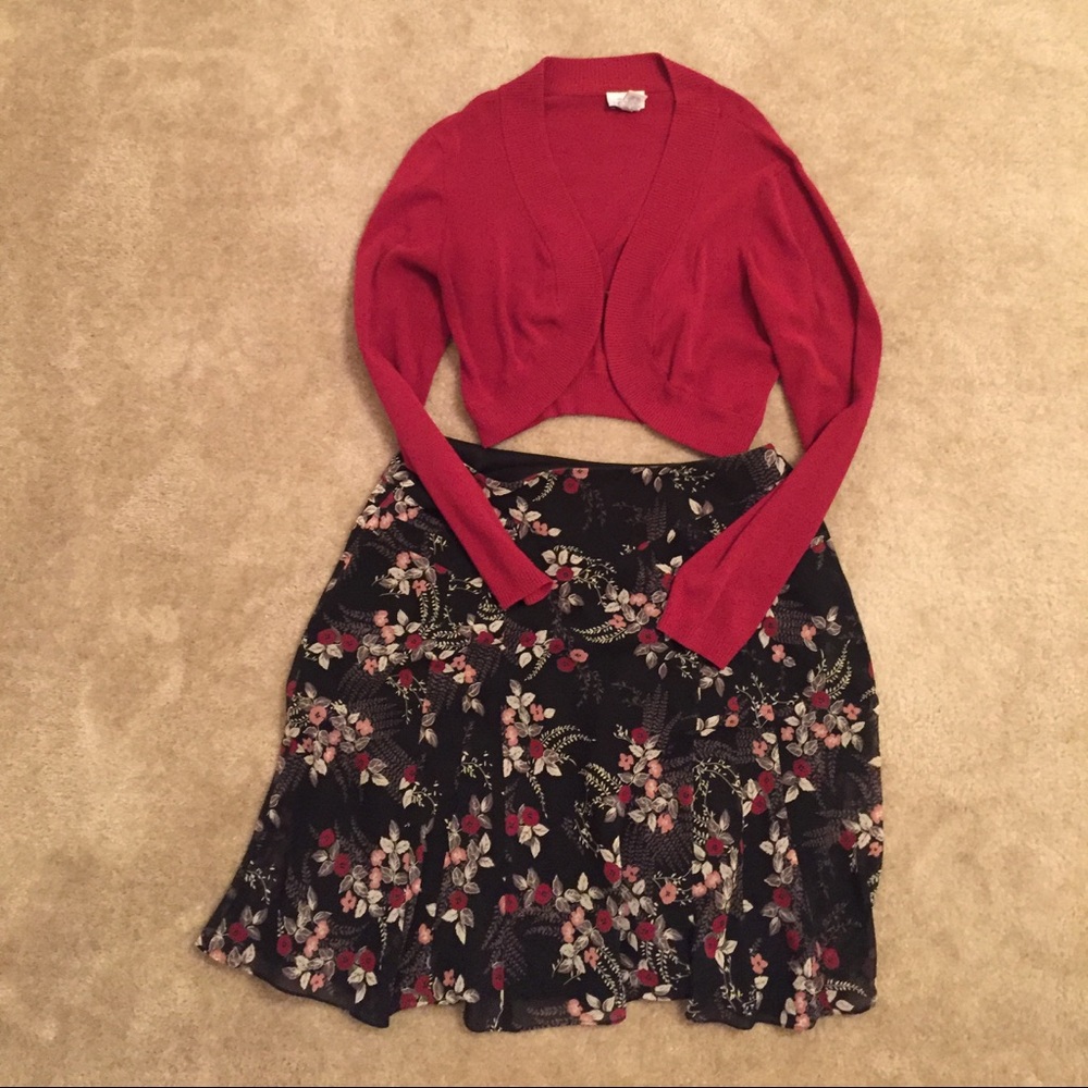 Ann Taylor Loft Floral Knee Skirt