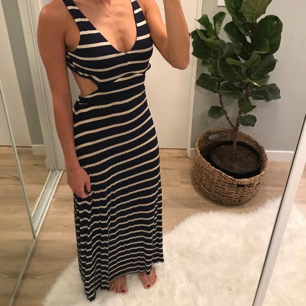 Striped Maxi Dress with open back