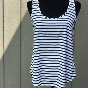 Faded Glory White/Black Striped Tank, Small
