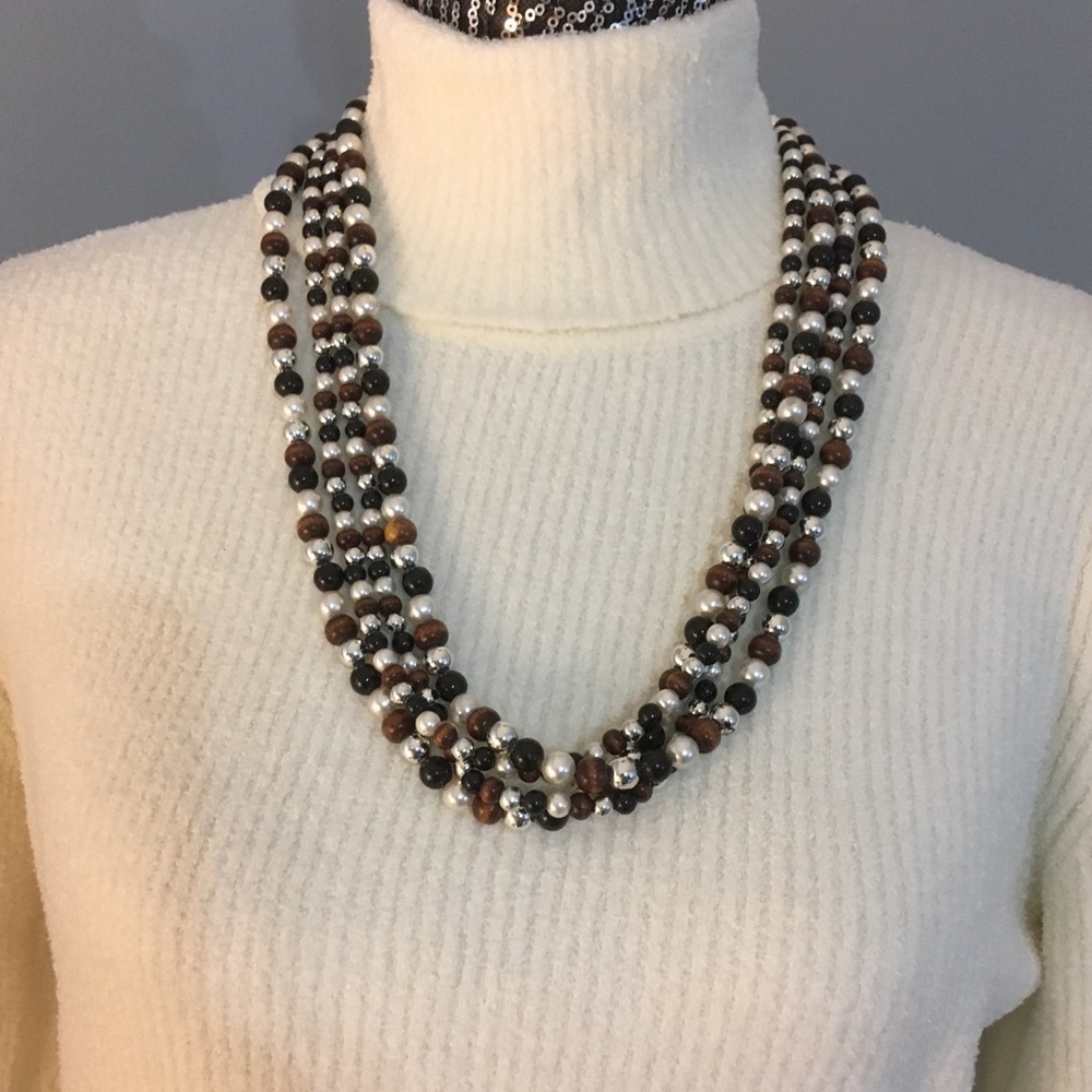 Multi-strand beaded necklace.