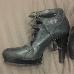 Blue platform booties