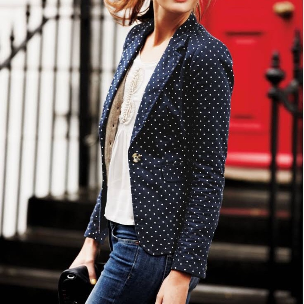Merona Cotton Blue Polka Dot Blazer