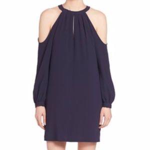BCBGMAXAZRIA Cold Shoulder Halter Neck Dress