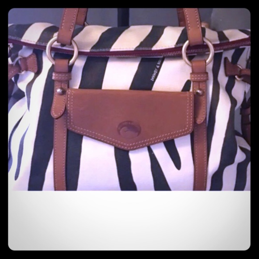 Dooney Bourke Zebra Canvas shoulder handbag.