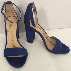 Sam Edelman Yaro Strap Heels in Royal Blue Suede