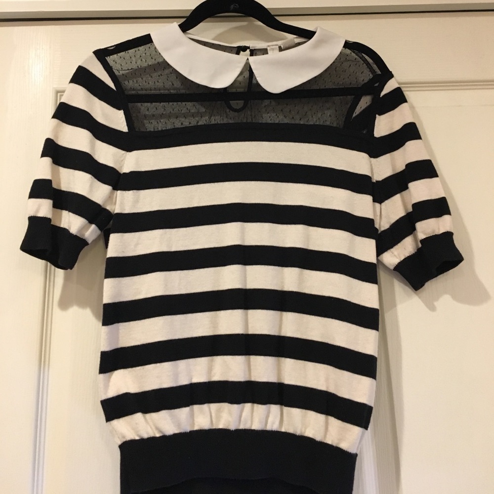 Striped sweater with Peter Pan collar