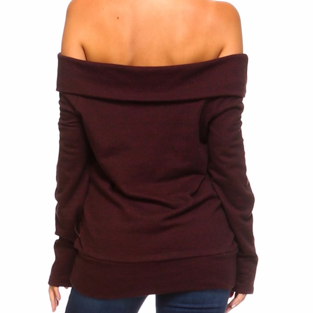 Off Shoulder Long Sleeve Sweater - Picture 4 of 5