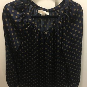 Navy and gold blouse