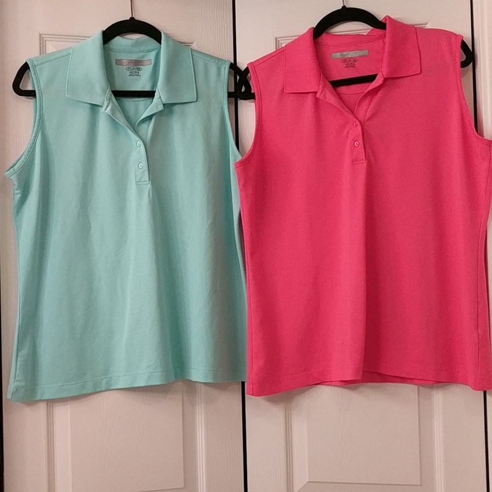Pair of Greg Norman PlayDry Sleeveless Golf Shirts