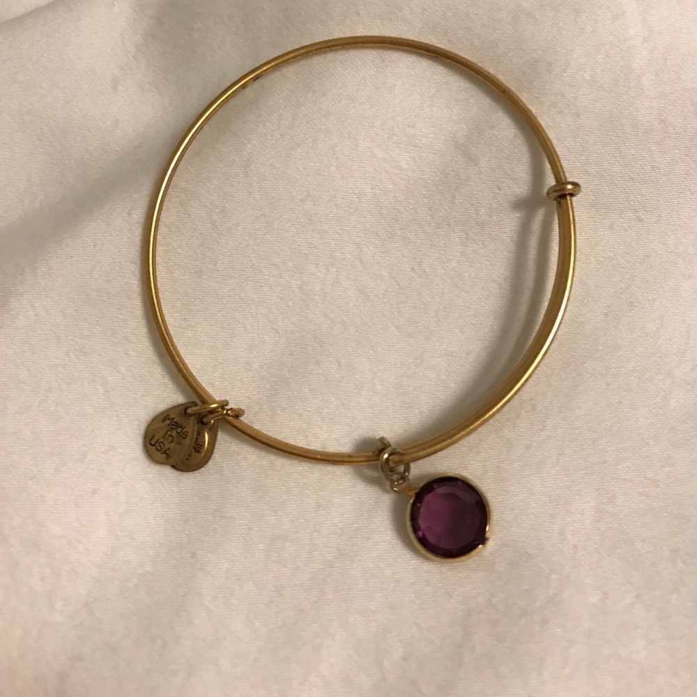 Alex and Ani Gold and Amethyst Bangle