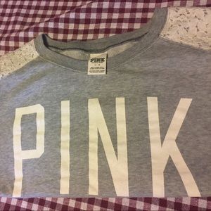 Victoria's Secret pink sweater with lace shoulders