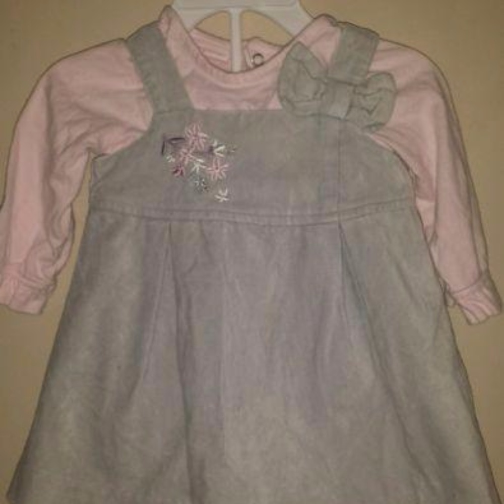 First Impressions 3-6 months Gray & Pink Dress