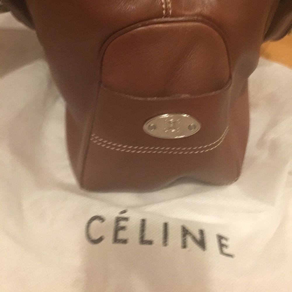 Pristine CELINE SUPR Soft Brwn Leathr LOGO Satchel - Picture 2 of 8