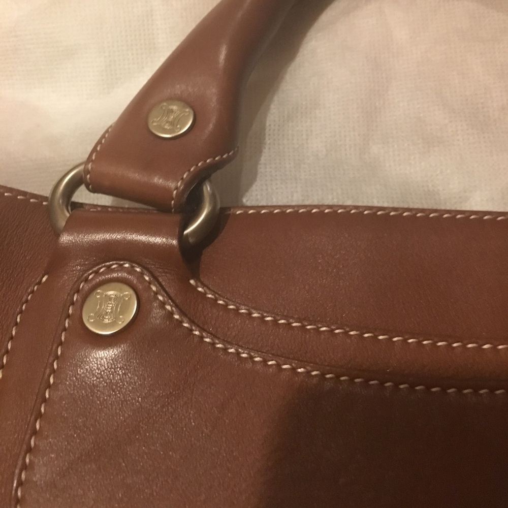 Pristine CELINE SUPR Soft Brwn Leathr LOGO Satchel - Picture 3 of 8