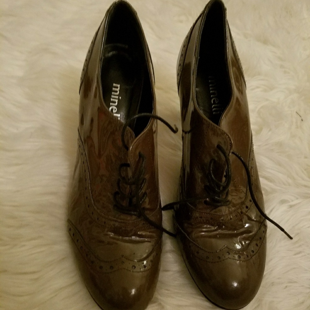 Minelli olive oxford heels