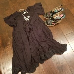 Beautiful Black Lace Trimmed Dress- Length 33.85