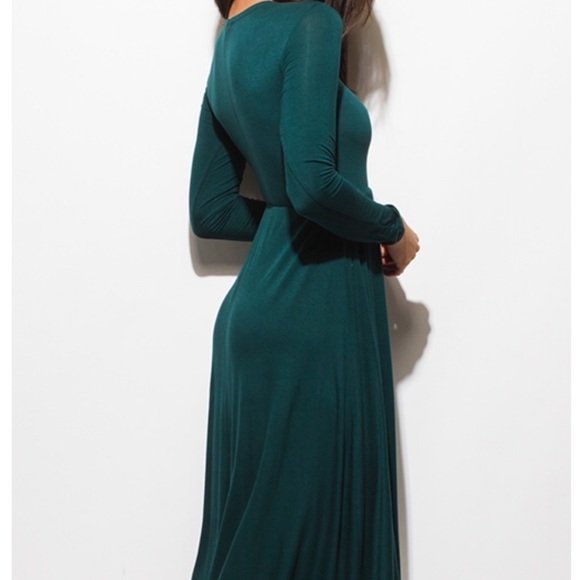 1 left!🍂 Hunter green lace up midi dress - Picture 4 of 8