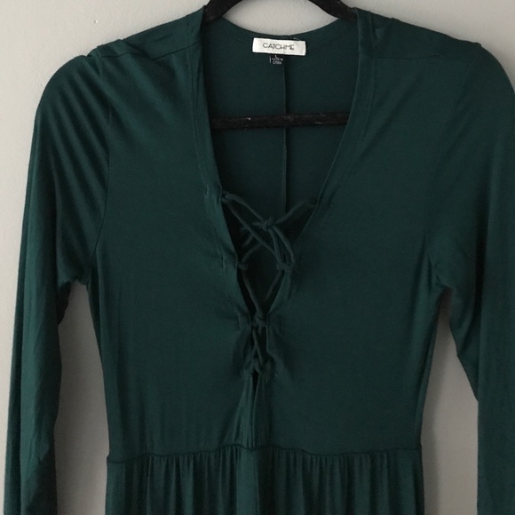 1 left!🍂 Hunter green lace up midi dress - Picture 6 of 8