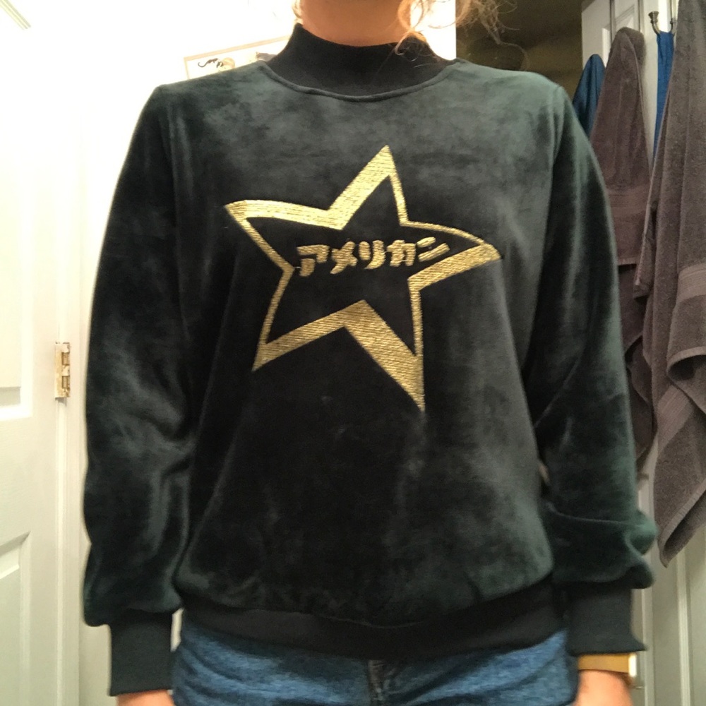 Dark green heavy weight velour sweatshirt