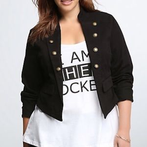 Military Style Buttoned Jacket 2X