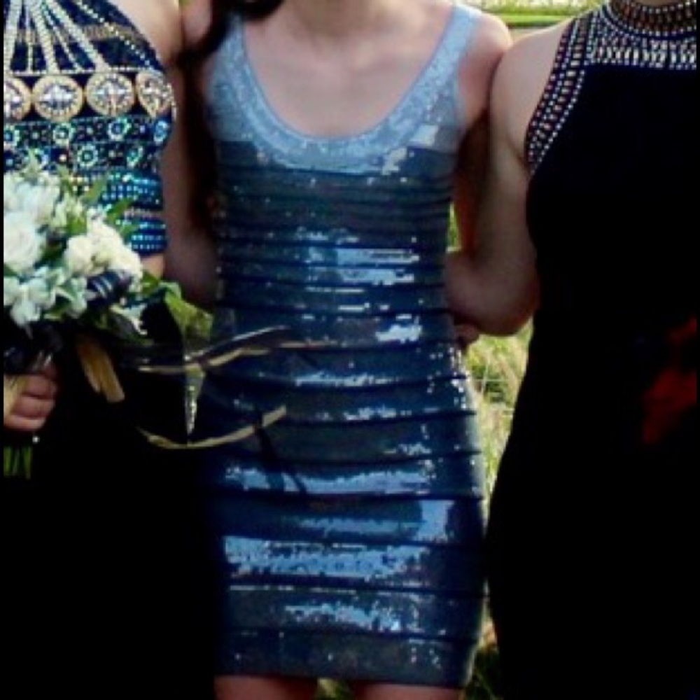 Blush brand, Navy/Gunmetal Sequined Banded dress