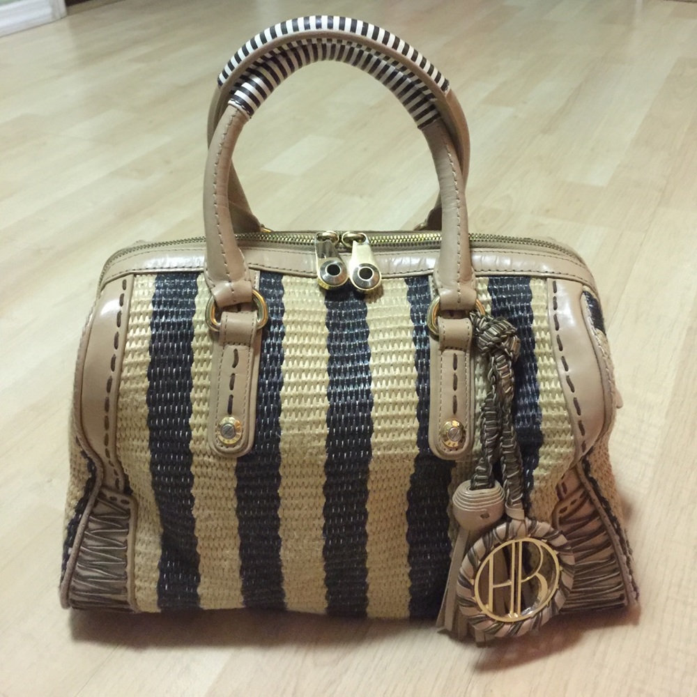 Henri Bendel Straw Stripe Barrel Bag
