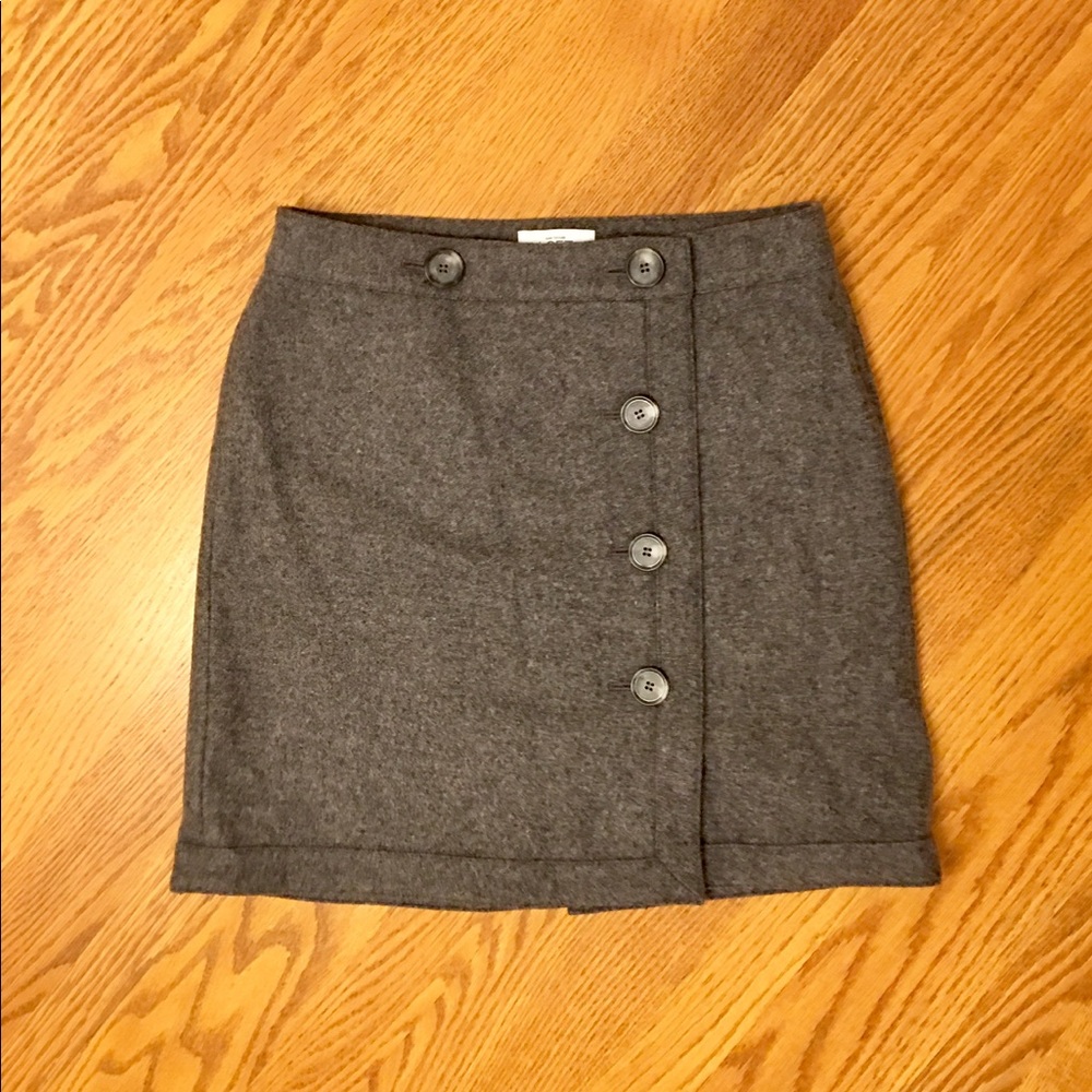 ANN TAYLOR LOFT Wool Blend Button Front Mini Skirt - Picture 2 of 3