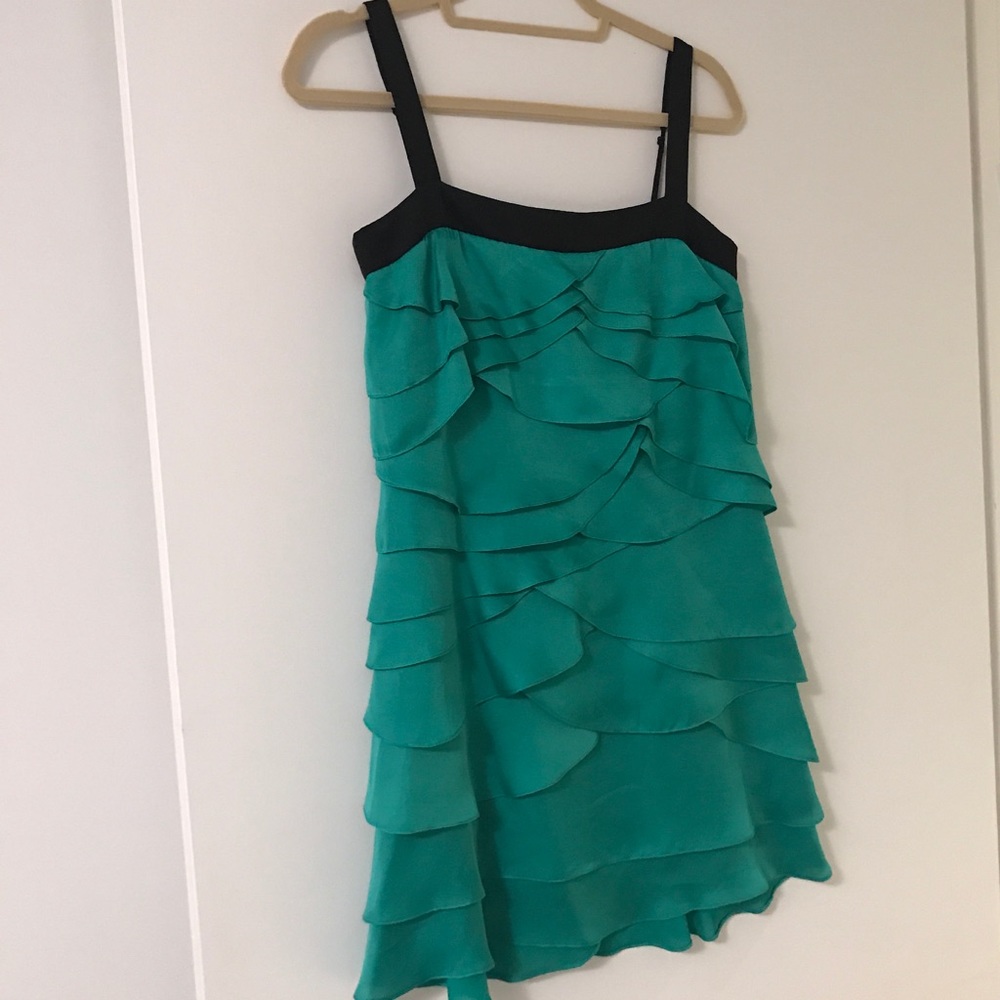 BCBG Green ruffled dress