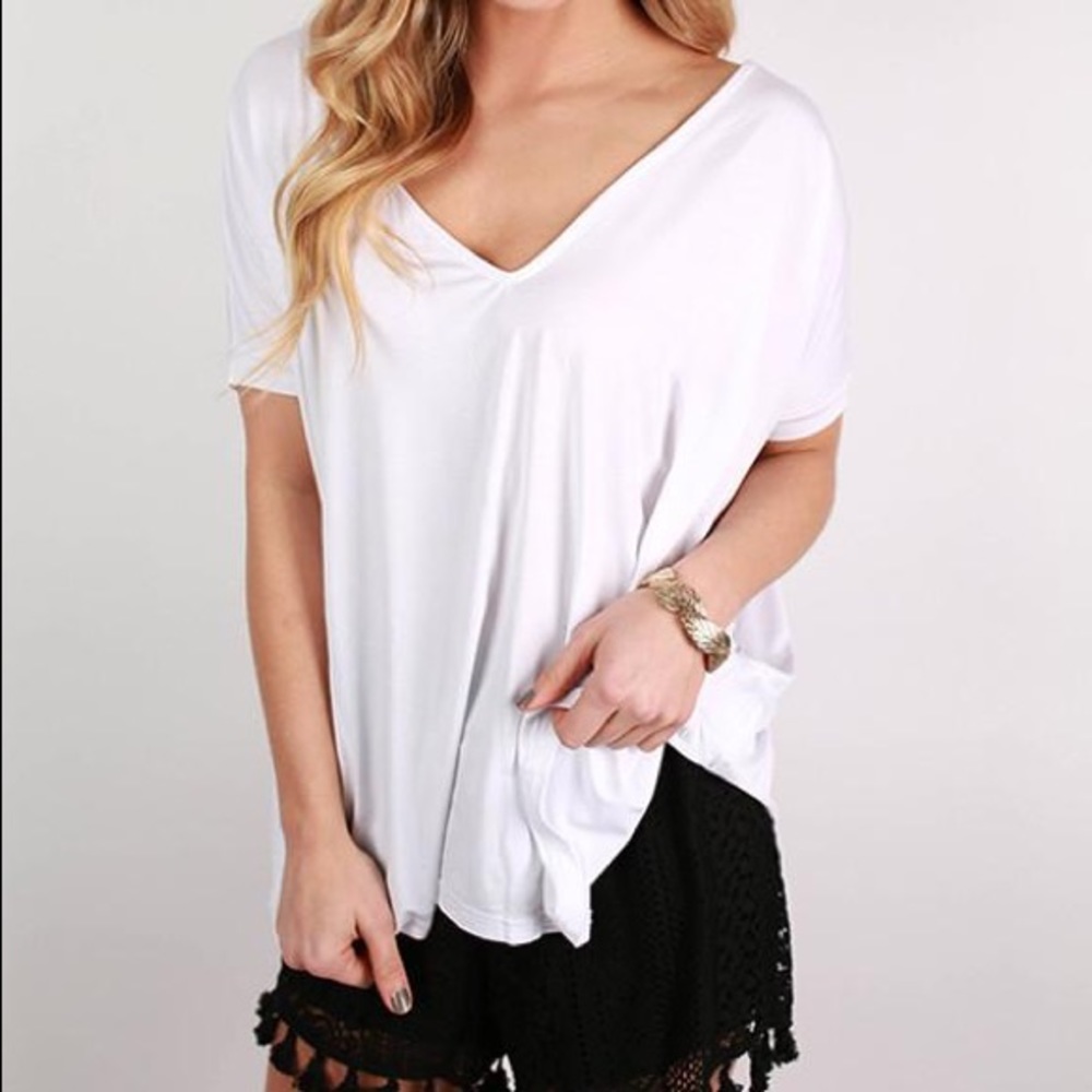 White Piko Short Sleeve Top