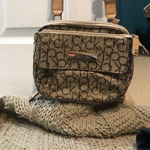 Calvin Klein tan cross body bag small