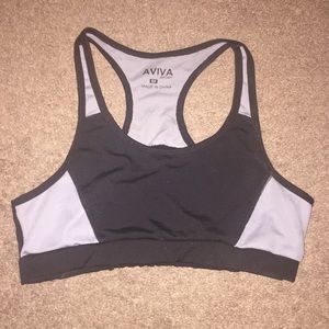 Black and gray sports bra