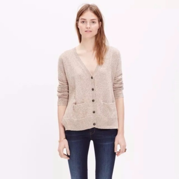 Madewell Sweaters - Madewell Landscape Cardigan, v-neck, oatmeal/tan