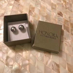 Honora grey cultured pearl post earrings