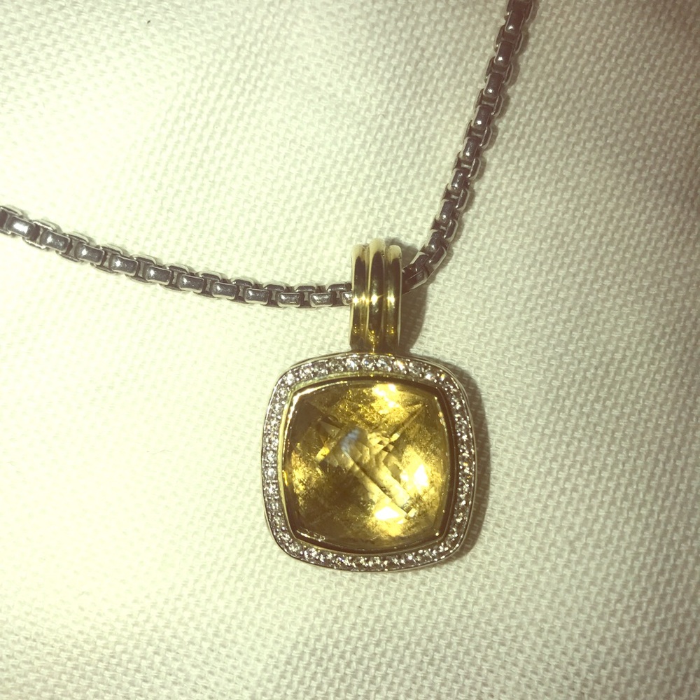 David Yurman Yellow Topaz With Diamonds Pendant