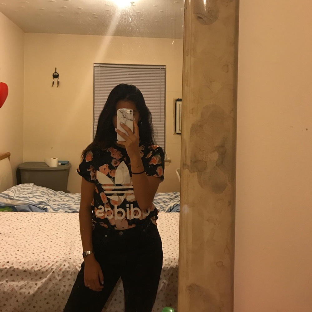 Floral adidas scuba knit tee