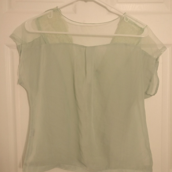 Mesh and lace mint green top - Picture 3 of 3