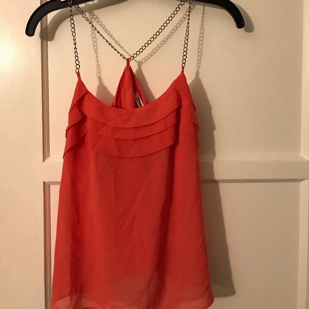 Coral camisole top with chain detail