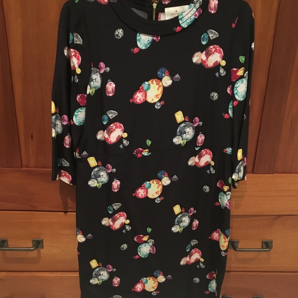 Silk Kate Spade dress, black with jewels