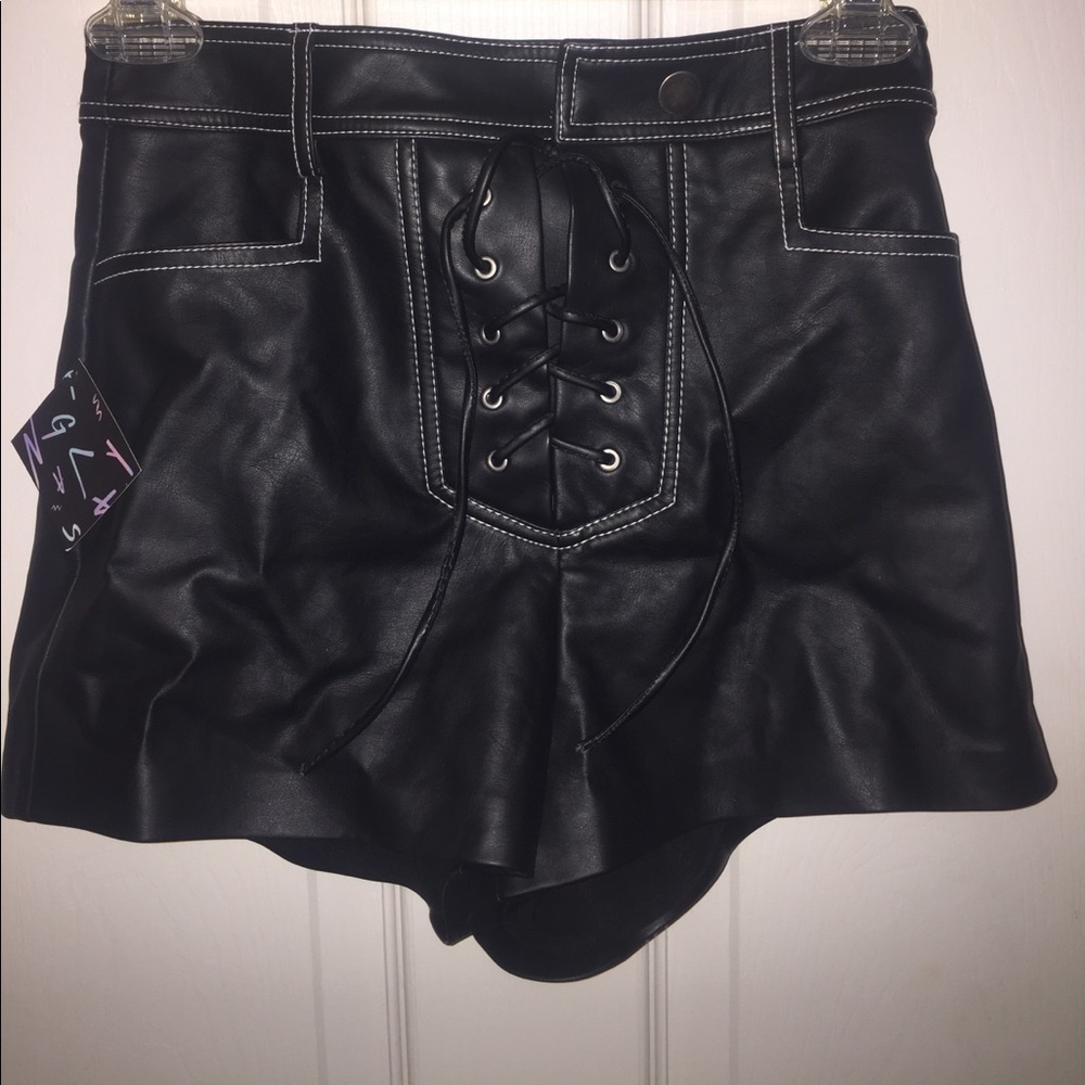 Nasty Gal Faux Leather Shorts in XXS.