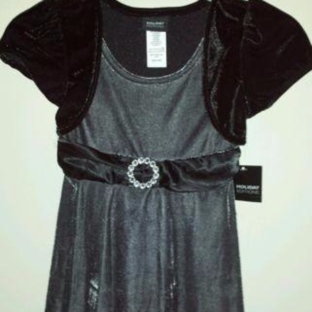 Girls Sz 4-5 Black & Gray SOFT Velour Dress
