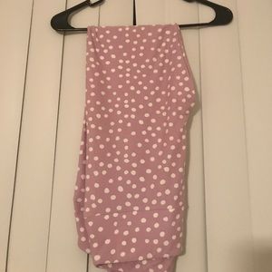 Lularoe TC PURPLE/WHITE POLKA DOT LEGGINGS