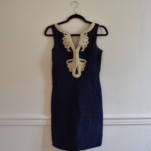 Lilly Pulitzer Navy + Gold Shift Dress • Size 0