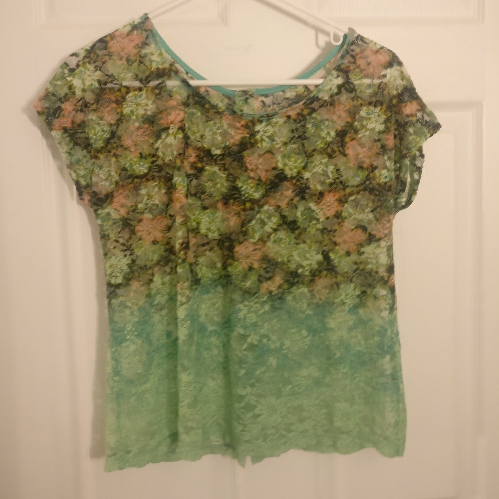 Mossimo mint and floral lace top